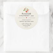 モダンな手作りイチゴジャム瓶ステッカー ラウンドシール (バッグ)