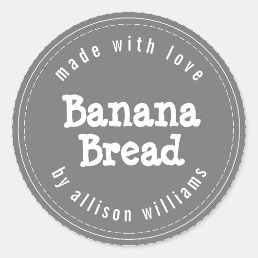 モダンな手作りバナナブレッド ダークグレー ラウンドシール (正面)