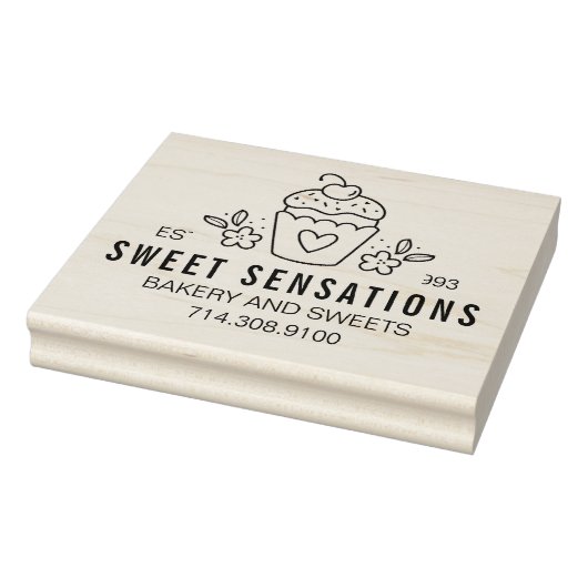 モダンな手作りベーカリーのロゴカップケーキ ラバースタンプ (スタンプ)