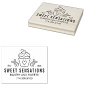 モダンな手作りベーカリーのロゴカップケーキ ラバースタンプ (押印)