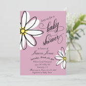 モダンな手描きのデイジードゥードルベイビーシャワー 招待状 (スタンド正面)