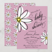モダンな手描きのデイジードゥードルベイビーシャワー 招待状 (正面/裏面)