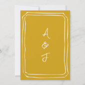 モダンな手描きのマスタードイエローの結婚式 招待状 (裏面)