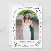 モダンな手描きの卒業パーティーの写真 招待状 (正面)