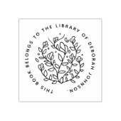 モダンな手描きの植物図鑑風カスタム図書館スタンプ ラバースタンプ (インプリント)