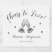 モダンな手描きの結婚式の乾杯 スパークリングワインラベル (シングルラベル)