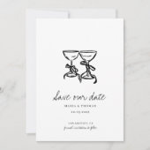 モダンな手描きの結婚式のSave the Date セーブザデート (正面)