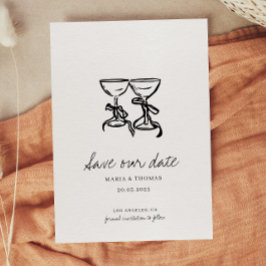 モダンな手描きの結婚式のSave the Date セーブザデート