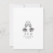 モダンな手描きの結婚式パーティー案内状 (裏面)