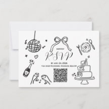モダンな手描きの結婚式パーティーRSVPカード