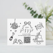 モダンな手描きの結婚式パーティーRSVPカード 出欠カード (スタンド正面)