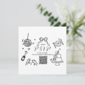 モダンな手描きの結婚式パーティーRSVPカード 招待状 (スタンド正面)