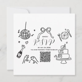 モダンな手描きの結婚式パーティーRSVPカード 招待状