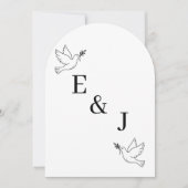 モダンな手描きの結婚式招待状 招待状 (正面)