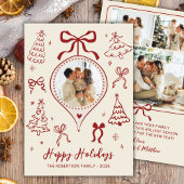モダンな手描きの赤いリボンの写真 クリスマス ハッピー