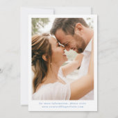 モダンな手描きの青いヤシの木の写真の結婚式 セーブザデート (裏面)