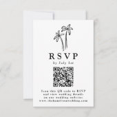 モダンな手描きの黒いヤシの木のQRコード ウェディング 出欠カード (正面)