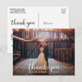 モダンな手描きカリグラフィー スクリプト 結婚式のお礼 ポストカード (正面/裏面)