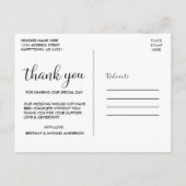 モダンな手描きカリグラフィー スクリプト 結婚式のお礼 ポストカード (裏面)