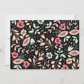 モダンな手描きパステルフラワー結婚式（ブラック） 招待状 (裏面)