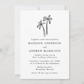 モダンな手描きヤシの木の写真の結婚式 招待状 (正面)