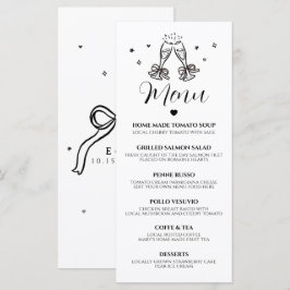 モダンな手描き結婚式パーティーメニューカード メニュー
