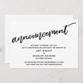 モダンな手書きでキャンセルされた結婚発表 招待状 (正面/裏面)
