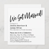 モダンな手書きでミニマルなデザインの「結婚しました！」 招待状 (正面/裏面)