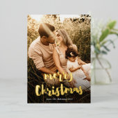 モダンな手書きのクリスマスカード ゴールド 箔シーズンカード (立ち正面)