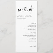 モダンな手書きのシンプルハートの結婚式 プログラム (正面)