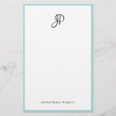 モダンな手書きのモノグラムのミニマリストのテンプレート 便箋 (正面)