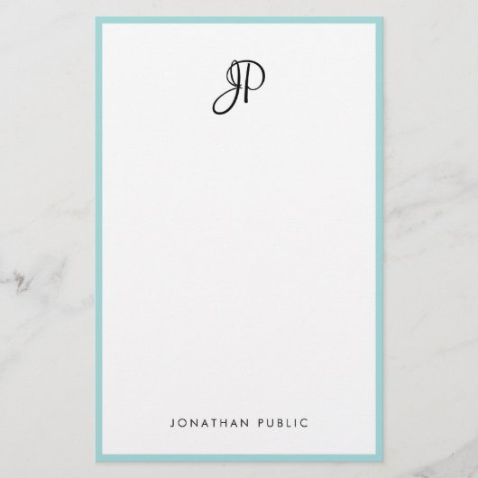 モダンな手書きのモノグラムのミニマリストのテンプレート 便箋 (正面)
