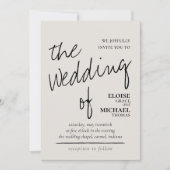 モダンな手書きのロマンチックな写真付きウェディング 招待状 (正面)