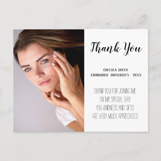 モダンな手書きの卒業感謝のポストカード ポストカード (正面)