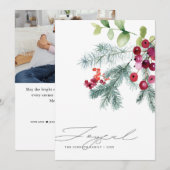 モダンな手書きの楽しい冬のグリーン写真 シーズンカード (正面/裏面)