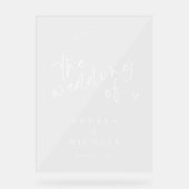 モダンな手書きの結婚式ウェルカム アクリルサイン (正面)
