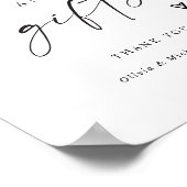 モダンな手書きの結婚式サイン カードとギフト ポスター (角)