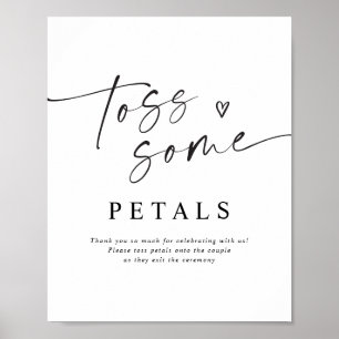 モダンな手書きの結婚式サイン ペタル・トス ポスター