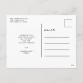 モダンな手書きの「ハッピーニューイヤー」写真 シーズンポストカード (裏面)