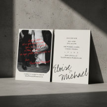 モダンな手書きオーバーレイ写真の結婚式延期通知