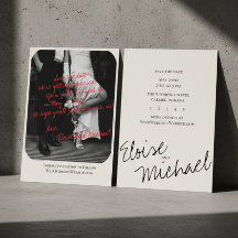 モダンな手書きオーバーレイ写真の結婚式延期通知