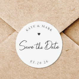 モダンな手書きカリグラフィー結婚式 Save the Date ラウンドシール