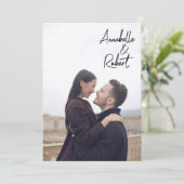 モダンな手書きクリーム写真 セーブザデート (スタンド正面)