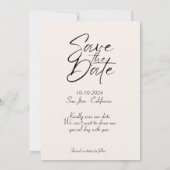 モダンな手書きクリーム写真 セーブザデート (裏面)