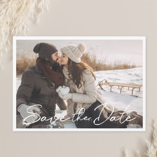 モダンな手書きスクリプト写真 ウェディングセーブザデート セーブザデート