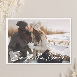 モダンな手書きスクリプト写真 ウェディング セーブ・ザ・デート