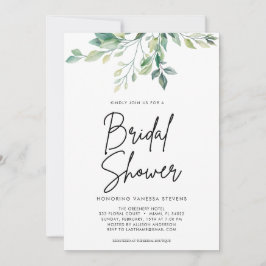 モダンな手書きスクリプト ブラック ブライダルシャワー 招待状