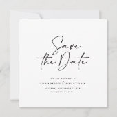 モダンな手書きタイポグラフィーの結婚発表 セーブザデート (正面)