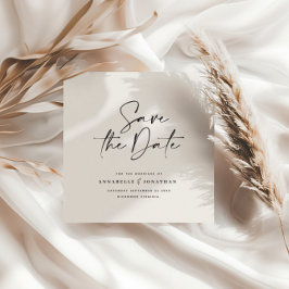 モダンな手書きタイポグラフィーの結婚発表 セーブザデート