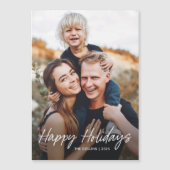 モダンな手書きフォントの写真マグネットホリデーカード (正面)